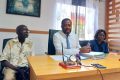 Me Béranger Nzé entouré de Célestin Boussougou Kombila et Mariette Mapaka, le 5 mars 2024. © GabonReview