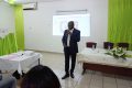Le Professeur Adrien Mougougou, ministre de la Santé, le 13 mars, l'auditorium du Centre hospitalier régional de Port-Gentil, à l’occasion de la Journée mondiale du rein. © GabonReview