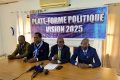 Les représentants des 4 nouveaux membres de Vision 2025, dont Lézin Gualbert Koumba, président du PRN (2e en partant de la droite). © GabonReview