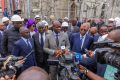 Le général Brice Clotaire Oligui Nguema face à la presse au terme de sa visite du site, le 12 avril 2024 à Yopougon. © D.R.