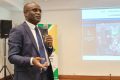 Le président directeur général de PetroGabon, Jean Baptiste Bikalou face à la presse, le 22 mai 2024. © D.R.