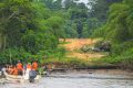 L'équipe du ministère des Eaux et Forêts accostant sur un des deux sites. © Com. gouvernementale