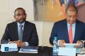 Mays Mouissi, ministre de l’Économie et des Participations, et Léod Paul Batolo, vice-Président de la Fédération des entreprises du Gabon, le 15 mai 2024, à la réunion préparatoire du Forum économique Gabon-France. © Invest in Gabon / Communication ANPI