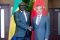 Régis Onanga Ndiaye et Wang Yi, le 13 juillet 2024 à Beijing. © Xinhua