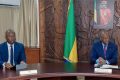 Alexandre Barro Chambrier et Gomez Agou, le 12 mai 2025, à Libreville. © D.R.