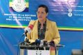 Murielle Minkoué-Mintsa animant sa conférence de presse, le 4 mai 2025, à Libreville. © GabonReview