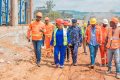 La ministre Camélia Ntoutoume-Leclercq et sa délégation visitant les chantiers du secteur éducatif de Moanda. © D.R.