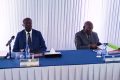 Le vice-président de la République, Séraphin Moundounga, accompagné de l’invité spécial du chef de l’Etat, Zacharie Myboto. © Gabonreview