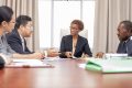 Louise Pierrette Mvono présidant la rencontre avec la délégation chinoise. © D.R.