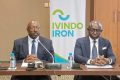 Le PCA d’Ivindo Iron, Christian Magnagna, et le secrétaire général du ministère des Mines lors de la présentation, le 2 juillet 2025. © D.R.
