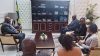Le ministre de la Justice, Garde des Sceaux, le Dr Séraphin Akuré-Davain et la délégation du Bureau régional du Haut-Commissariat des Nations Unies aux droits de l’Homme (HCDH) pour l’Afrique centrale, conduite par le conseiller régional Christian Lumbala. © GabonReview
