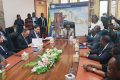 Le ministre Nguema Nguema, ses collaborateurs et la délégation français lors de la signature de l’accord de partenariat avec l’IFP. © D.R.