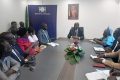 À peine installé, le nouveau bureau exécutif du Syprocom, conduit par son président Hervé Ndzighe, a tenu à présenter ses civilités au Médiateur de la République, Alexis Boutamba Mbina. © GabonReview