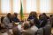 Le ministre Edgard Moukoumbi (au milieu) recevant en audience le PDG de Petro Gabon, Jean-Baptiste Bikalou (à gauche du ministre), venu présenter le projet de centre de stockage de gaz butane à Owendo. © Facebook/EquipementGouvGa