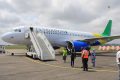 L’Airbus A320 de Fly Gabon sur le tarmac de l’aéroport Léon Mba de Libreville. © GabonReview