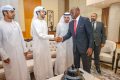 Brice Clotaire Oligui Nguema recevant la délégation des Émirats Arabes Unis, le 16 août 2025. © Communication présidentielle