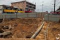 Vue des travaux sur l’axe Pharmacie de garde – Rond-point de Nzeng-Ayong. © Communication SEEG