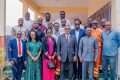 Des représentants du CSST posant avec quelques membres du Codir d’Eramet Comilog et l’ADG, Léod Paul Batolo, à l’issue des installations. © D.R.