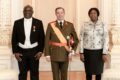 Régis Immongault Tatangani, sa collaboratrice et Son Altesse Royale le Grand-Duc Guillaume du Luxembourg. © D.R.