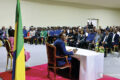 Photo lors de la rencontre avec la communauté gabonaise en Côte d’Ivoire. © Communication présidentielle