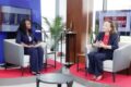 Le professeur Elsa Ayo Bivigou face au journaliste Marielle Biyougou, le 13 février 2026, sur le plateau de Gabon24. © GabonReview (Capture d’écran)