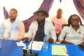 Gael Koumba Ayouné dit le Général des Mapanes (micro) lors de sa déclaration, le 7 février 2026, à Libreville. © GabonReview
