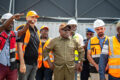 Le ministre Tonangoye sur le chantier de la Tour H, le 20 février 2026. © D.R.