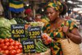 Une femme faisant des courses dans un marché au Gabon. © GabonReview / Dall-E (Intelligence artificielle)