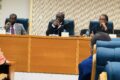Des membres du bureau de l'Assemblée nationale, dont le président Michel Régis Onanga Ndiaye (au milieu), le 4 février 2026. © D.R.