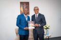 Le commissaire général du festival, A'Salfo, et le ministre gabonais de la Culture, le 19 mars 2026, à Libreville. © Com. Ministère