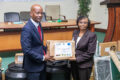 Le ministre des Eaux et Forêts, de l’Environnement, Maurice Ntossui Allogo, réceptionnant les documents lors de la remise du matériel. © D.R.