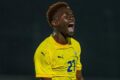 Le jeune attaquant Bryan Meyo, lors d'un match avec les Panthère du Gabon. © Fegafoot