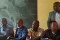 Les syndicalistes lors de leur déclaration, le 10 avril 2026 à Libreville. © D.R.