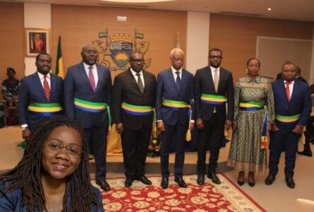 Le femme politique gabonaise Angelina Nongou épse Leyenberger. © GabonReview (montage)