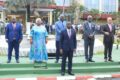 Le maire de Libreville, Pierre Matthieu Obame Etoughe, et ses adjoints, le 13 avril 2026, lors de la traditionnelle levée des couleurs à l’Hôtel de Ville. © D.R.