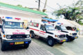 Les ambulances réceptionnées par le Samu social gabonais. © Communication Samu social