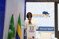 La secrétaire générale du ministère de l’Économie numérique, de la Digitalisation et de l’Innovation, Aline Minko Mi Etoua, en pleine allocution, le 23 avril 2026 à Akanda. © GabonReview