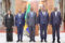 Les quatre ambassadeurs posant avec le président Oligui Nguema à l’issue de la prestation de serment. © Com. présidentielle