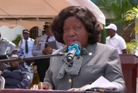 La ministre d’État à la Défense nationale, Brigitte Onkanowa, le 18 mai 2026, à Libreville. © D.R.