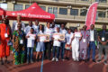 Photo de famille avec les vainqueurs du Défi Dictée avec Sunu Assurances, le 9 mai 2026 à Akanda. © GabonReview