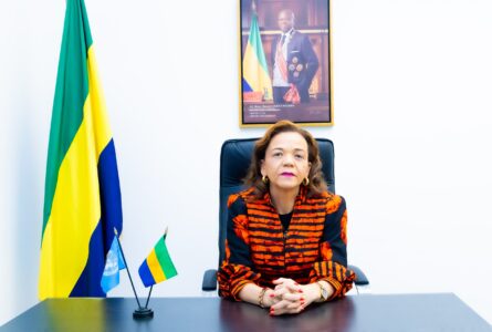 La ministre de la Santé, le Pr Elsa Nkana Joséphine Ayo épouse Bivigou, le 18 mai 2026, à Genève. © D.R.