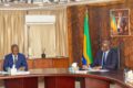 Le vice-président du gouvernement, Hermann Immongault, et le ministre de la Pêche, de la Mer et de l’Économie bleue, Aimé Martial Massamba, le 20 mai 2026. © D.R.