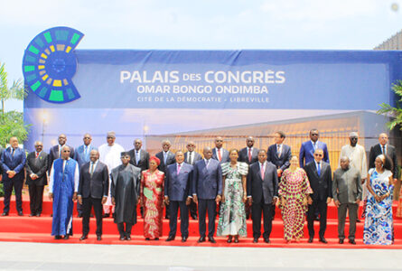 Vue des chefs d’État ayant honoré le président Oligui Nguema lors de l’inauguration du Palais des Congrès Omar-Bongo de la Cité de la démocratie, le 3 mai 2026. © GabonReview