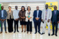 Le maire de Port-Gentil Pascal Houangni Ambouroué posant avec les responsables de Clean Africa, le 5 mai 2026 à Libreville. ©D.R