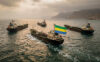 Détroit d'Ormuz, avril 2026 : un tanker ‘’gabonais’’ naviguant de conserve avec la flotte iranienne. L'image que Libreville ne pouvait plus se permettre. © Illustration IA / GabonReview