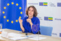 L’ambassadrice de l’UE, Cécile Abadie face à la presse, le 22 avril 2026. © D.R.