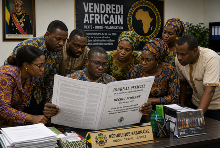 Le Journal Officiel clôt le débat : le «vendredi africain» a quitée le terrain du débat pour celui du droit. © GabonReview / Illustration IA