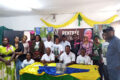 Photo de famille à l’issue de la cérémonie de présentation de l’œuvre « Ening », le 13 juin 2026 à Libreville.  © GabonReview