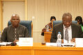 Le ministre de la Réforme, François Ndong Obiang, et le président de la Commission des lois de l’Assemblée nationale, Brice Constant Paillat, le 19 juin 2026, à Libreville. © Presse Assemblée nationale