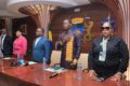 Les organisateurs en compagnie du 6e adjoint au maire de Libreville, Andy Félix Makindey Nze Nguema (3e en partant de la droite), le 10 juin 2026. © D.R.